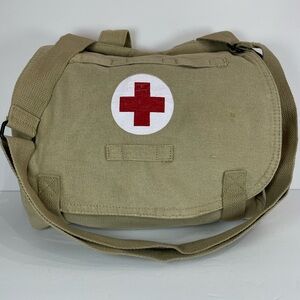 Military vintage-style canvas medic crossbody messenger bag
